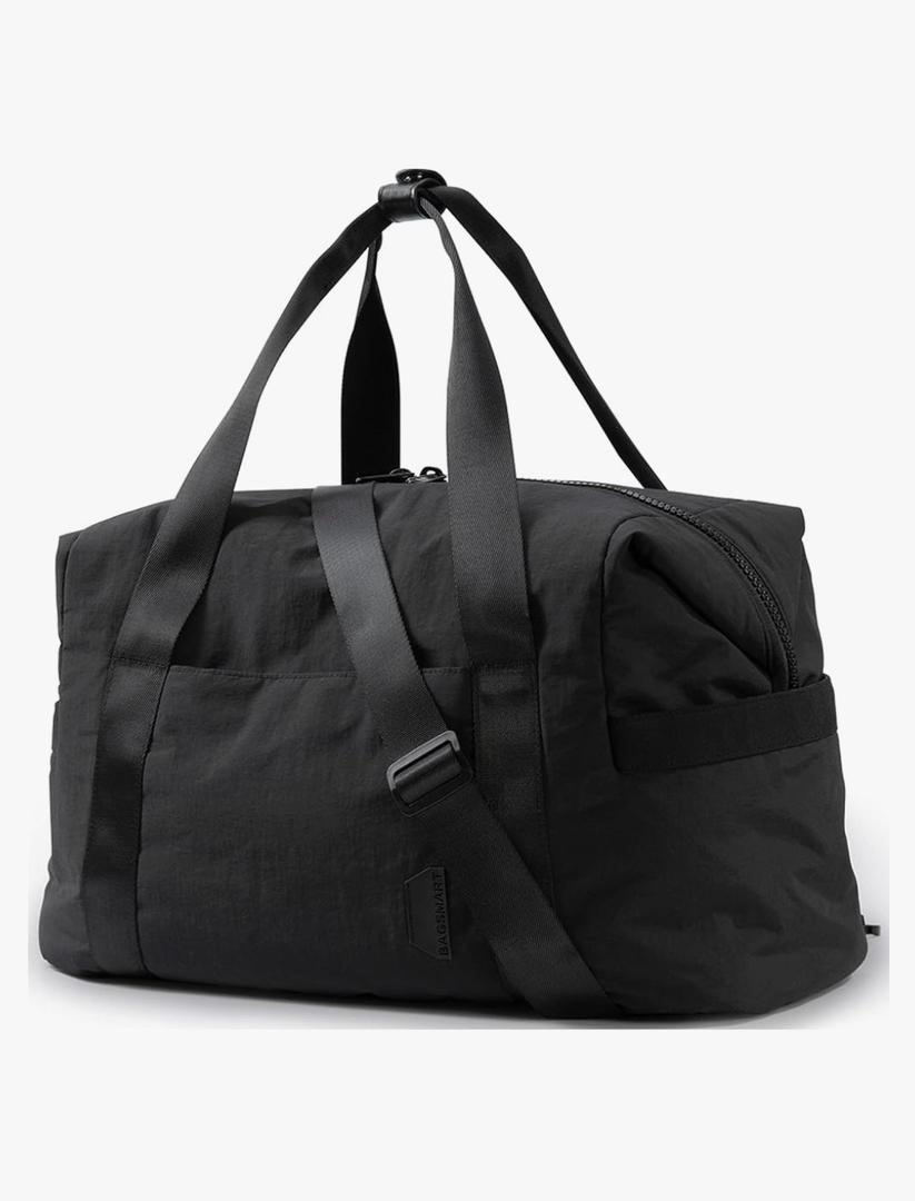 BAGSMART Gym Bag for Women, Carry on Weekender Overnight Bag, Travel Duffel Bags with Trolley Sleeve, Personal Item Travel Bag Tote Bag Workout Dance Bag(Black,Medium)