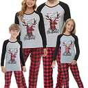 VENTELAN Family Matching Christmas Pajamas Set Holiday Santa Claus Sleepwear Xmas PJS Set for Couples and Kids 3Y