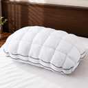YOUR MOON Soft Support Pillow Queen Size, 100% Cotton Noiseless Cover Pillow, Fluffy Down-Alternative Filling Pillows for Sleeping, Luxury Hotel Bed Pillows for Side Sleepers (White)