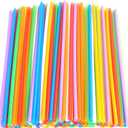 100 Pcs Colorful Plastic Long Disposable Drinking Straws.(0.23''diameter and 10.24"long) (Colorful-long)