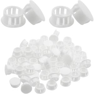 60 Pcs 16mm (5/8") Plastic Hole Plugs, White Flush Type Tubing End Caps Snap in Locking Plastic Insert Plugs for Furniture Fencing Pipe