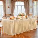 Wish Care 4 Pack Champagne Rectangle Table Clothes for 8 Foot Tables, Polyester Fitted Tablecloths 8ft Stretch Table Cover for Wedding, Birthday, Parties, Trade Show, Craft Show, 96" x 30"