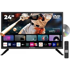 Audiobox Smart LED HDTV with Built-in DVD Player, AC/DC Compatible, Perfect for RVs, Movies, Gaming, HDMI, USB, 12V Included Cable, Ideal for Travel, & Home Entertainment (24-Inch)