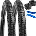 YUNSCM 2-PCS 26" Road Bike Tires 26x1.95/53-559 and 26" Heavy Duty Bicycle Tubes Schrader Valve Compatible with Road Bike 26x1.90 26 x 1.95 26x2.0 Bicycle Tires and Tubes (Y-918)