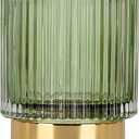 DASITON Makeup Brush holder Organizer,Crystal Cosmetic Makeup Brush Glass Brushes Storage Holder, Vintage Make Up Brush Cup Pen Pencil Holder Striped Vase