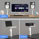 suptek Clamp-on Speaker Stand Desk Mount Set, Height Adjustment, Tilt, Swivel, 9.6 x 8.8 inch Trays, Universal Audio Holders for Computer and Bookshelf Speakers, Elevated Sound, 2 Pack, White, SDM001W