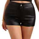 winkbay Women's High Waisted Straight Leg Skinny Shorts Party Streetwear Shorts with Pockets Black Small (Black, S)