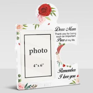 Mom Birthday Gift Photo Frame, Gifts for Mom from Daughter Son, Mothers Day Birthday Christmas Gifts for Mum Acrylic Puzzle Piece Tabletop Display Picture Frames, 4x6 Inches Photo