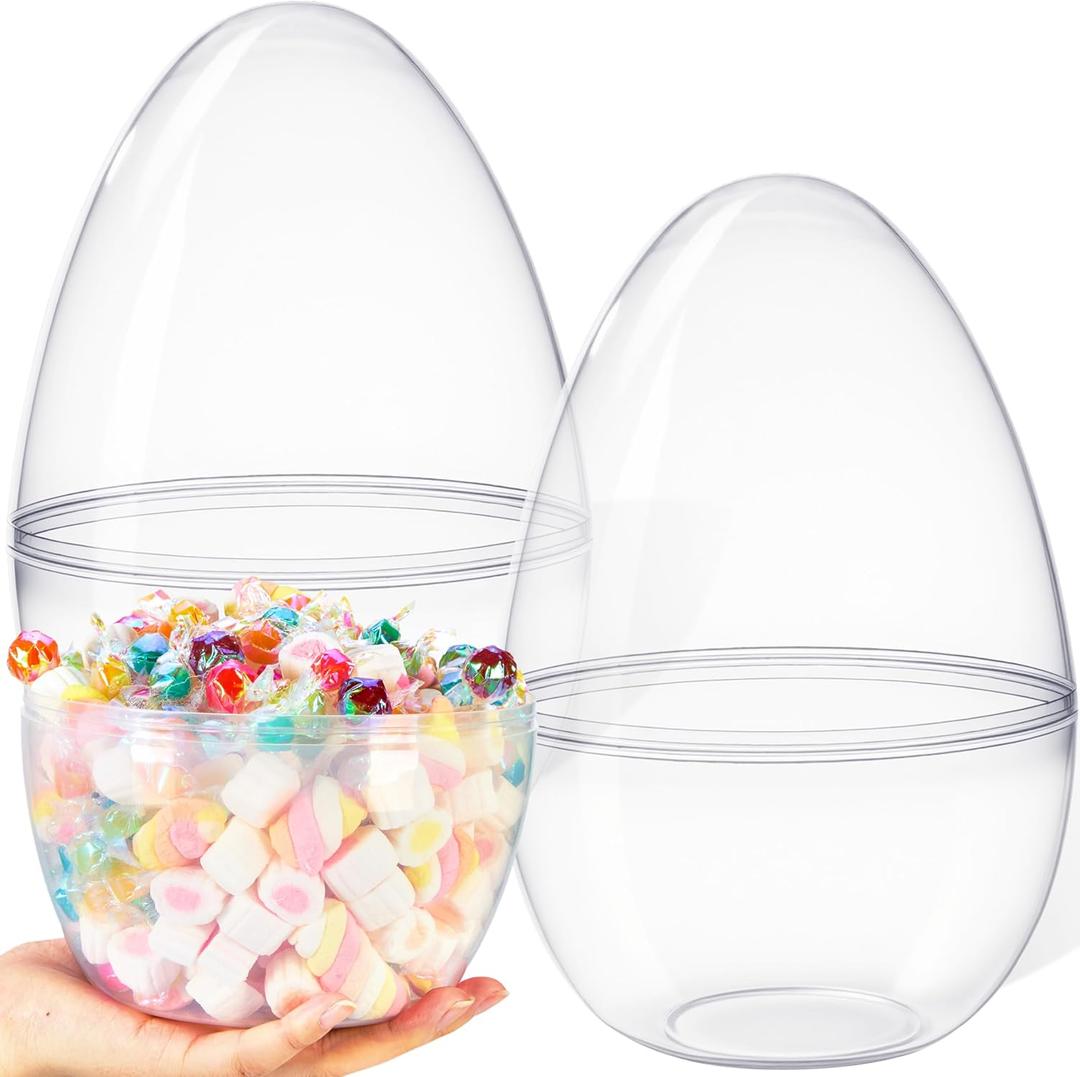 JOYIN 10" Transparent Jumbo Easter Eggs, 8 PCS Clear Fillable Plastic Giant Eggs Empty for Easter Egg Hunt, Candy Treats, Basket Stuffers, Party Supplies, Holiday Decoration