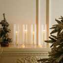 Hurricane Candle Holder Thickened Ribbed Cylinder Covers Taper Candle Sticks Holder Glass Tall Candlesticks Holders Centerpiece for Wedding Dining Table, 10 Pcs