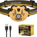 COSOOS LED Rechargeable Headlamp for Kids Flashlight Camping Gear, Outdoor Head Lamp for Boy Girl, 2.6oz Lightweight Headlight, Birthday Gift, Tiger