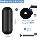 Boat Fenders 4 Pack 10x26Inch,Ribbed Center Hole Boat Fenders for Docking,Boat Bumpers Fenders Pontoon Boat Bumpers for Docking,Inflatable Boat Bumpers Comes with Rope Needle and Pump, 10 x 26 inch, Black