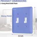 Light Switch Cover Metal Wall Plate,Glossy Finish,Unbreakable Zinc Alloy,2-Gang 5''x4.5'' (Purple, Double Toggle)