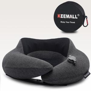 Inflatable Neck Pillow, Premium Travel Neck Pillow for Airplane Headrest Sleep - 3rd Generation, Double Comfort Plane Pillow for Long Flight (Medium, Senior Grey)
