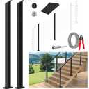 42" Complete Set Stair Cable Railing Post Kits, 2 Pack 33 Drilled Black Deck Post Fit 28-38 Stairway, Included 102FT Stainless Steel Wire Rope, 24 Tensioner, 24 Angle Washer (No Handrail) (2x Stair Post Kits)