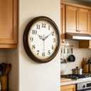 Yoiolclc Wall Clock Battery Operated Silent Non-Ticking Vintage Wall Clocks for Kitchen, School, Living Room (12Inch, Bronze)