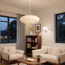 23.6in Lantern Pendant Light, 3-Light Imitation Silk White Bubble Pendant Lighting Fixture, Hanging Lamp Simple Chandelier for Living Dinning Room Kitchen Island Bedroom Restaurant Cafe