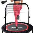 Kanchimi 40" Folding Mini Fitness Indoor Exercise Workout Rebounder Trampoline with Handle, Max Load 330lbs(Black)