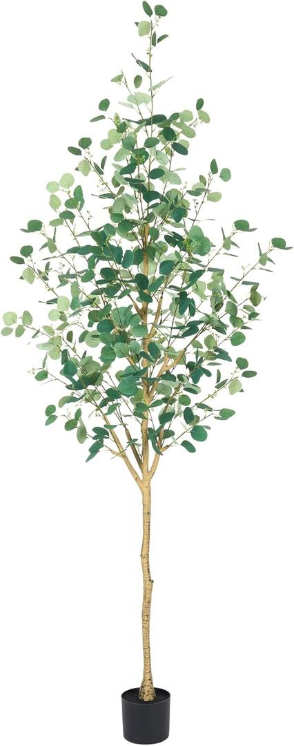 Artificial Eucalyptus Trees Indoor 7FT, Extra Tall Faux Eucalyptus Plant, Artificial Silk Tree Floor Plants for Home Bedroom Living Room YJL210