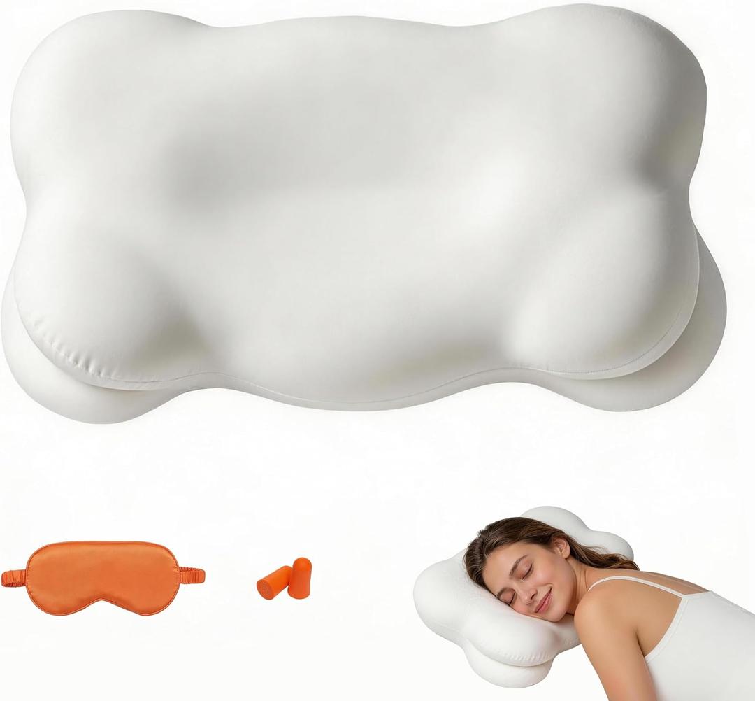 Mellow Sleep Pillow for Neck Support Cloud Pillow Memory Foam Cervical Pillow with Cooling Pillowcase, Adjustable Height for All Sleeping Positions