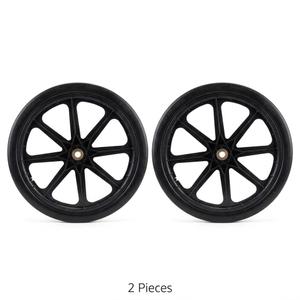 2-Piece Heavy Duty Black Spoked Replacement Wheel Set with Metal Hub Bearings for Utility Carts, Lawn Mowers, & Equipment 20x2.125