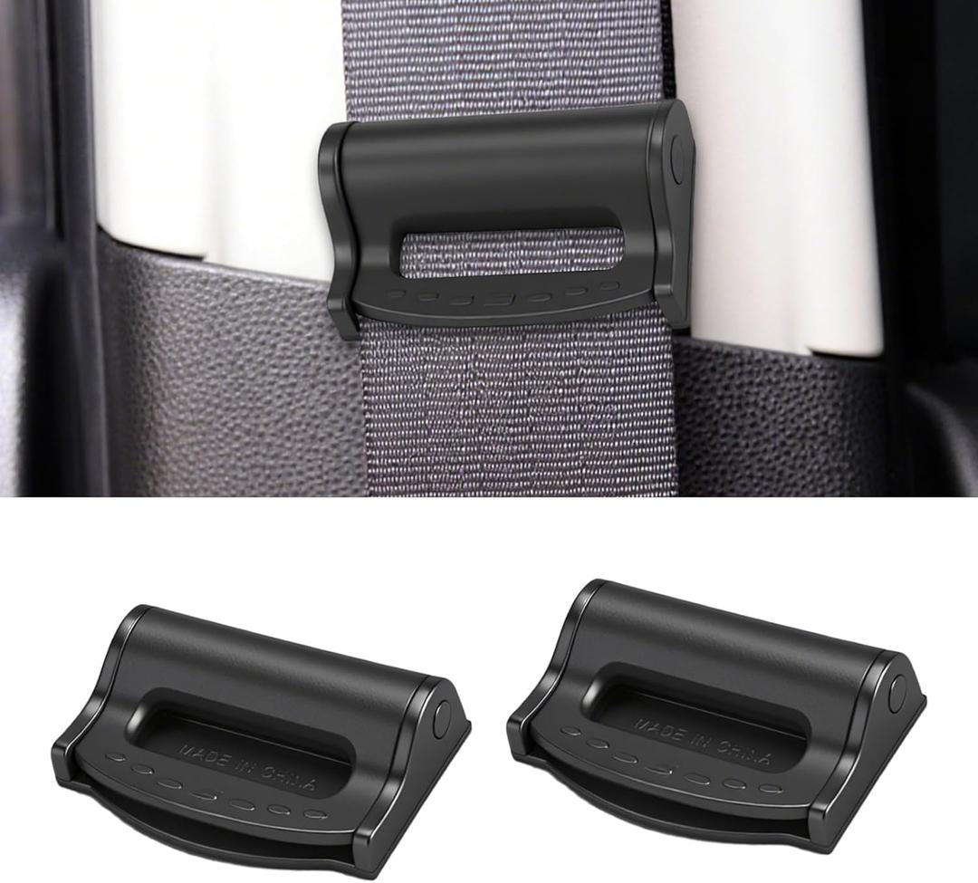 2PCS Car Seatbelt Adjuster, Universal Auto Seat Belt Clips for Adults/Kids, Comfort Car Shoulder Neck Protector Strap Positioner, Seatbelt Locator Retainer Locking Clips for Car, SUV (Black)