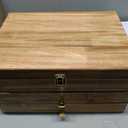 Silverware Storage Box, 3-Layer Flatware Storage Case with Drawer, Wooden Silverware Chest with Handle and Linen Liner, Rustic Silverware Case for Storing Fine Flatware and Utensils (Brown)
