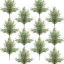 DN DECONATION Artificial Christmas Norfolk Pine Stems, Faux Pine Branches 22.4" 12PCS - Real Touch PE Greenery Fake Pine Needles for Vase Arrangements, Winter, Holiday Indoor Outdoor Home Decor (Set of 12, Green57)