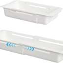 2 Pcs Expandable Deep Drawer Organizer, Adjustable Plastic Storage Box, from 12.4 to 17.7 in, Sliding Drawer Organizer for Kitchen, Bathroom, Bedroom, Office