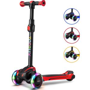 TONBUX Kids Scooter for Age 3-12, Toddler Scooter with 4 Adjustable Heights, Light Up 3-Wheels Scooter, Shock Absorption Design, Lean to Steer, Balance Training Scooter for Kids