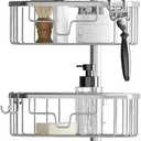 Zenna Home Tension Pole Shower Caddy Corner Organizer, Adjustable Standing Shower Caddy with 4 Shelves, Rustproof Bathroom Tension Rod Organizer, 60 to 108 Inch, Satin Chrome