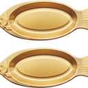 2 Pieces Fish-shaped Serving Platter Stainless Steel Serving Tray Dessert Appetizers Fruit Vegetable Snack Dish (35cm)