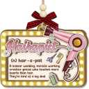 2 x Hairdresser Christmas Ornaments 2025 - Hair Stylist Gifts for Women, Girls, Wooden Christmas Decorations, Cosmetology Graduation Gifts for Sister, Friends - Barber Beautician Hairstylist Gift Idea