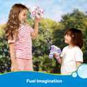JOYIN 2 Kids Bubble Guns with 4 Bottles Solution, Automatic Bubble Machine Gun with 8 Holes for Kids, Adults, Summer Toys, Easter Basket Stuffers, Birthday Gift, Party Favors-PurplePink