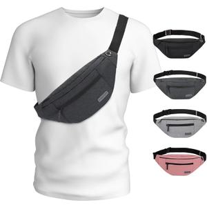 MAXTOP Large Crossbody Fanny Pack with 4-Zipper Pockets,Gifts for Enjoy Sports Festival Workout Traveling Running Casual Hands-Free Wallets Waist Pack Phone Bag Carrying All Phones (Dark Grey), Large