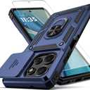 for Moto G Power 5G 2025 Case,with Camera Lens Cover HD Screen Protector,[Military Grade] Car Mount Kickstand Shockproof Protective Case for Motorola G Power 5G 2025, Blue