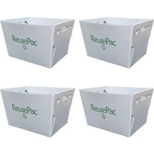 Postal Mail Tote Nestable Box, Storage Bin Container, Laundry Basket for Home and Business, Corrugated Plastic, Lightweight, Heavy Duty, Foldable,10 Gal (Gray 4 Pack)