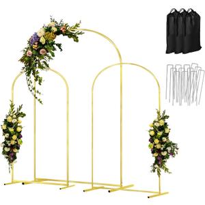 Arch Backdrop Stand Set of 3 Gold Wedding Arches for Ceremony Bridal Arch Stand 7.2FT & 6.6FT & 6FT Garden Arbor Frame for Wedding Birthday Party Baby Shower Photo Booth Background Decor