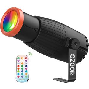 Pinspot Light, Czgor 18W RGBW 4 in 1 LED Spot Lights with Remote, Super Bright with Light Guide Pillar, Manual Focus Disco Ball Spotlight, Soft Cozy Stage Effect Lighting for DJ Disco Party Wedding