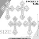 Suncalla 4 Pcs Silver Rhinestone Cross Patch Applique Crystal Cross Iron On Patches Sew on Clothing Patches for Clothes Bag Dress Jacket Repairing 4.53 x 3.5 inches