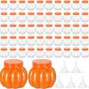 Hsei 50 Pcs Potion Bottles and 5 Small Funnels Round Glass Clear Potion Jars for Liquor Thanksgiving Fall Decoration DIY Art Crafts Gift Sand Art, Without Sand(Pumpkin)