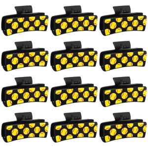 12 Pcs Softball Gifts for Team Rectangle Hair Clips Gifts for Women Softball Hair Accessories for Team Sport Party Favors