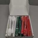 153 Pcs Christmas Plastic Silverware Heavy Duty Disposable Tableware Sets Includes Spoons Forks Knives for Christmas Party Decorations (Red Green White)