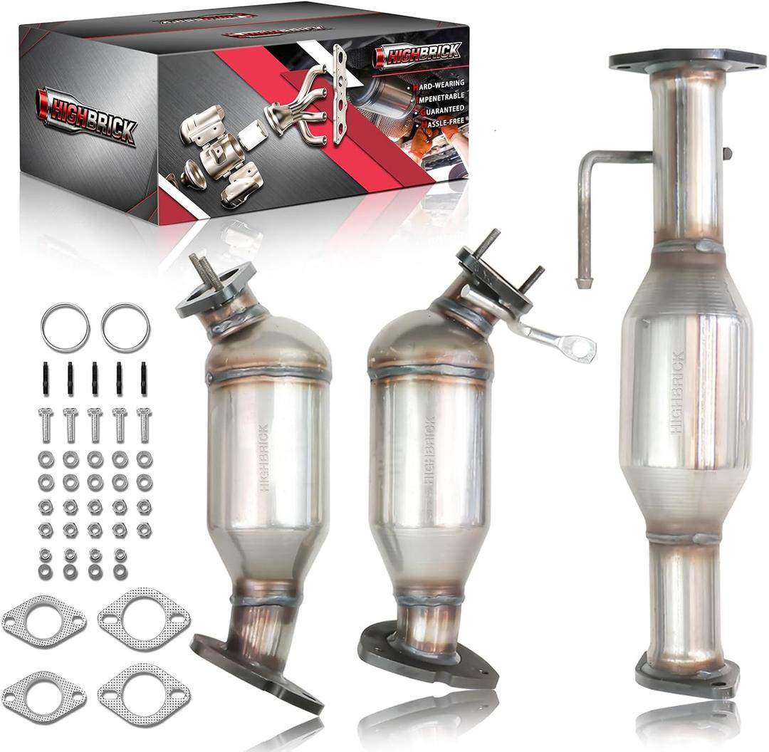 Front Catalytic Converter Compatible with 2007-2017 GMC Acadia, 2008-2017 Buick Enclave, 2009-2017 Chevy Traverse, 2007-2010 Saturn Outlook 3.6L, 3PCS (EPA Compliant)