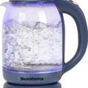 Glass Electric Kettle, No Plastic Contact With Water, 1.8L Electric Tea Pot, Automatic Shut-off, Borosilicate glass Visual Boiling, Water Heater & Teapot Perfect For Tea & Coffee (Blue)