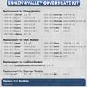 12598832 LS Gen 4 Valley Cover Plate Kit Replacement for 2007-2013 Chevy Silverado GMC Sierra SUV LS2 LS3 LS7 4.8L 5.3L 6.0L 6.2L Non AFM/DOD