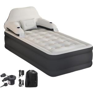 RAPTAVIS Twin Size Air Mattress Inflatable Bed with Pump and Headboard, Blow Up Mattress