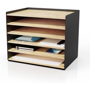 DesktopOrganizer-1drawer Prosumer's Choice Desk Paper Organizer Tray Wood - Ideal Solution and Size for Clean Desktop Setup - Suitable Desktop Organizer, Dimensions: 1.6 'H',12.5 'L',8.8'W'