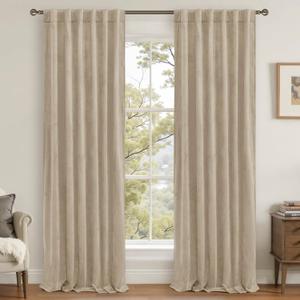 LAMIT Velvet Curtains 96 Inch for Living Room, Taupe Thermal Room Darkening Drapes for Bedroom Super Soft Elegant Back Tab and Rod Pocket Panels for Sliding Glass Door, 2 Panels, 52 x 96 Inch