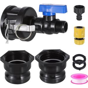 IBC Tote Hose Adapter, 2" Cam Lock Adapter for 275-330 Gallon IBC Tote Tank with 2 Size Cam and Groove Fittings (2" Coarse and 2" Fine), Camlock Fittings to 3/4" Garden Hose Male Thread